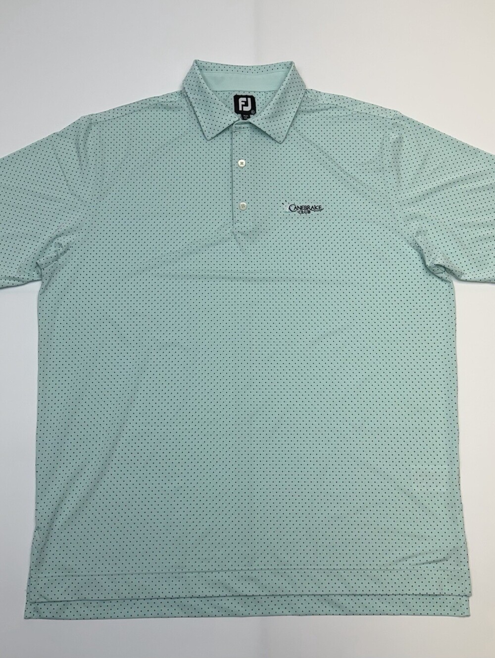 FootJoy Men’s XL Regular Fit Light Blue Polka Dot Stretch Golf Polo Shirt